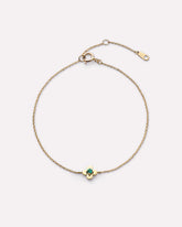 Solid Yellow Gold - Emerald Mini Flower Bracelet