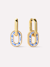 Double Hoop Earrings - Ash Double Marble Blue