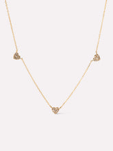 Gold Heart Necklace - Diamond Heart Station Necklace