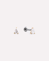 Solid Yellow Gold - Diamond Pear Flatback Studs