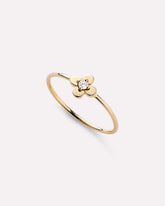 Solid Yellow Gold - Mini Diamond Flower Ring