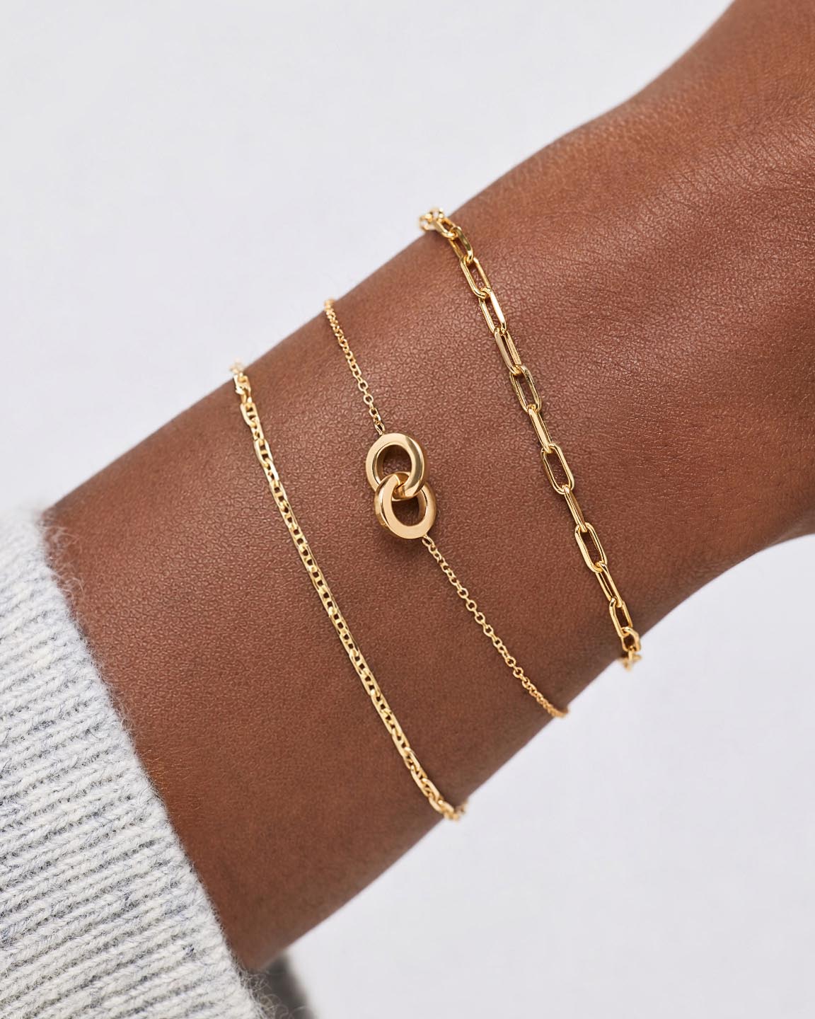 Solid Yellow Gold - Duo Links Bracelet