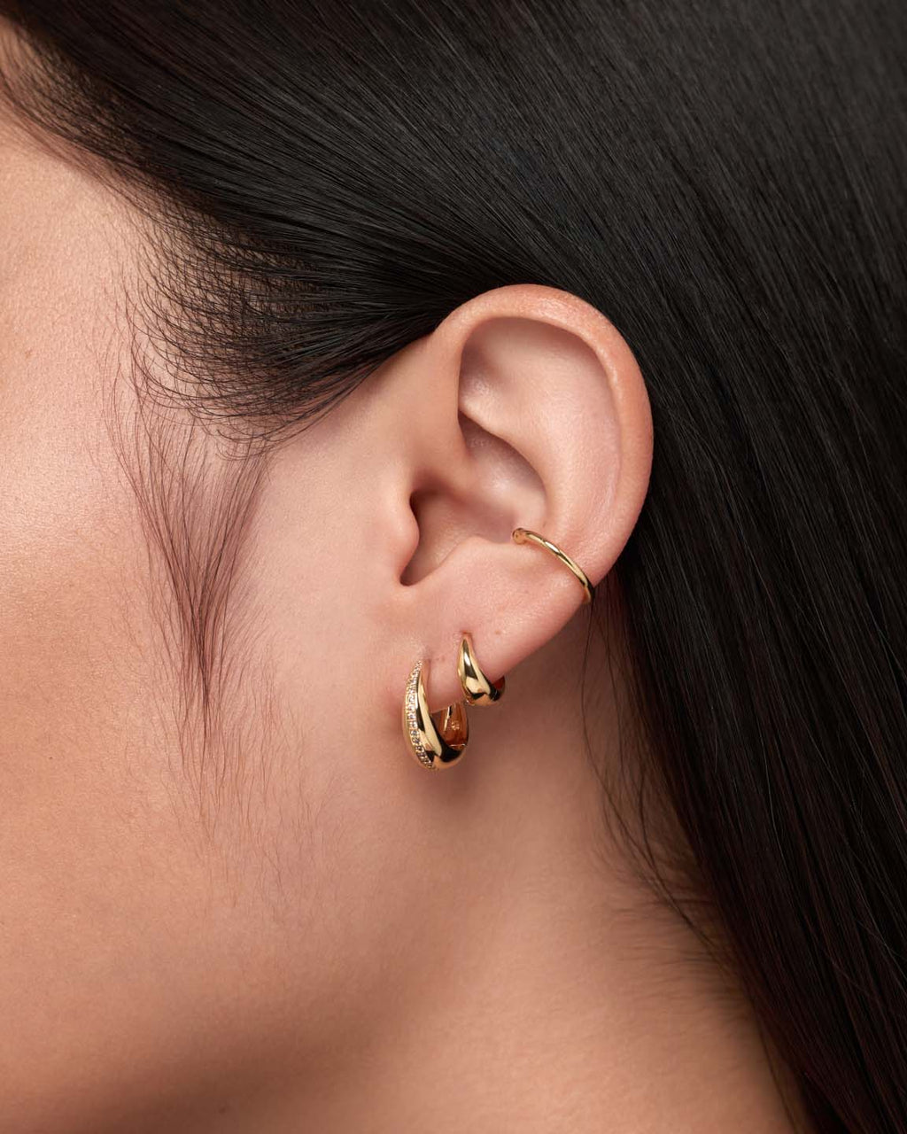 Gold Hoops - Nate Medium Pave