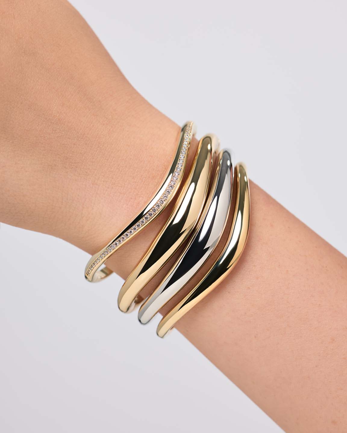 Gold Bangle Bracelet - Talia Slim Pave