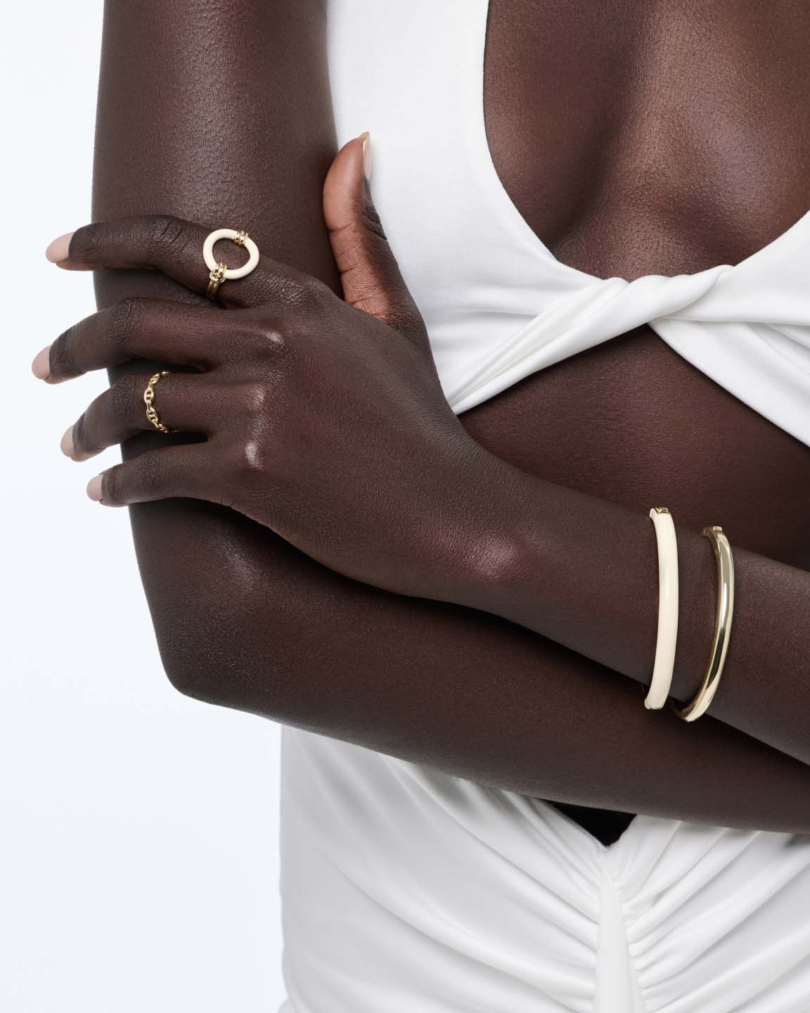 Gold Bangle Bracelet - Brynley White