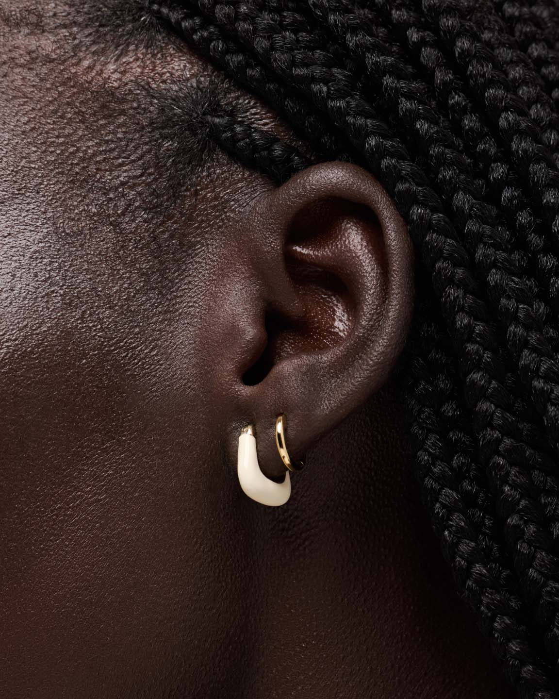 Huggie Earrings - Dakota Mini White