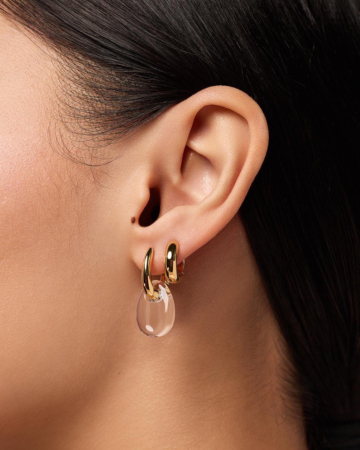 Gold Drop Earrings - Kayla Clear