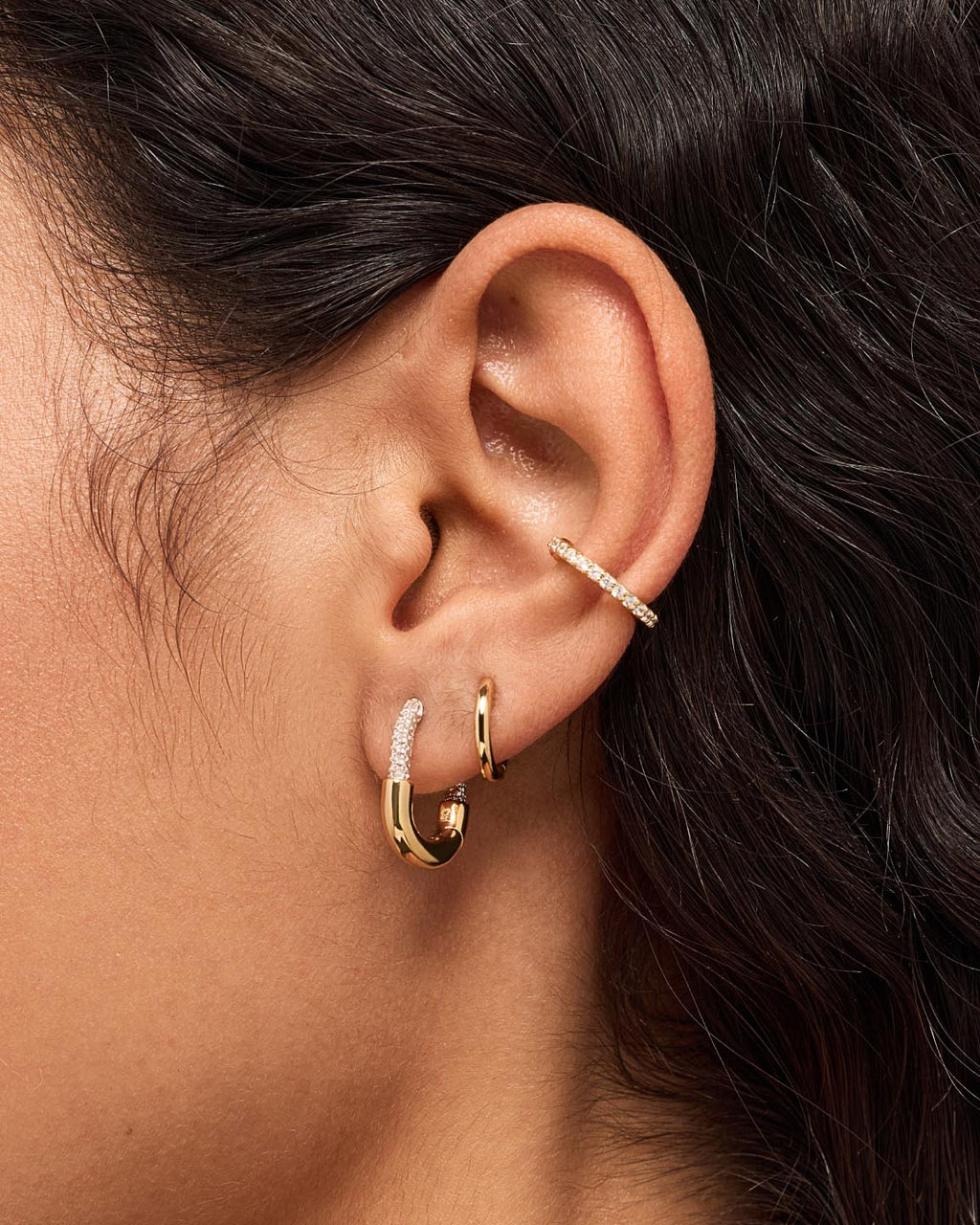 Gold Hoops - Brynley Hoops Mini Micropave