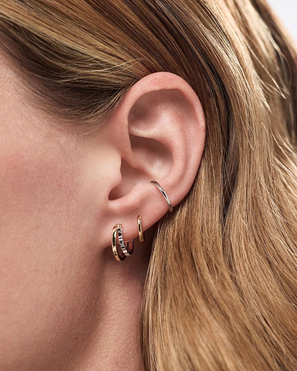 Huggie Earrings - Toda Two Tone