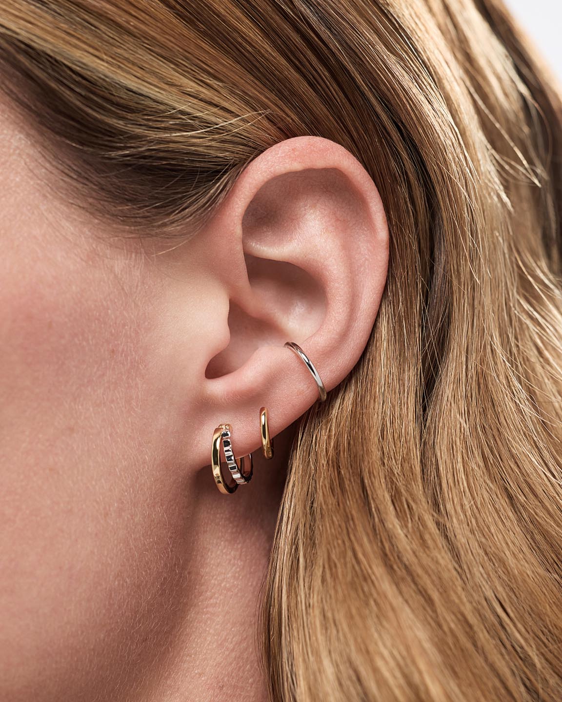 Huggie Earrings - Toda Two Tone