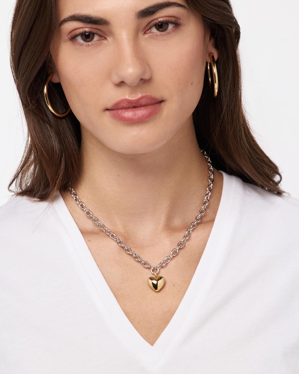 Heart Necklace - Lev Bold Two Tone