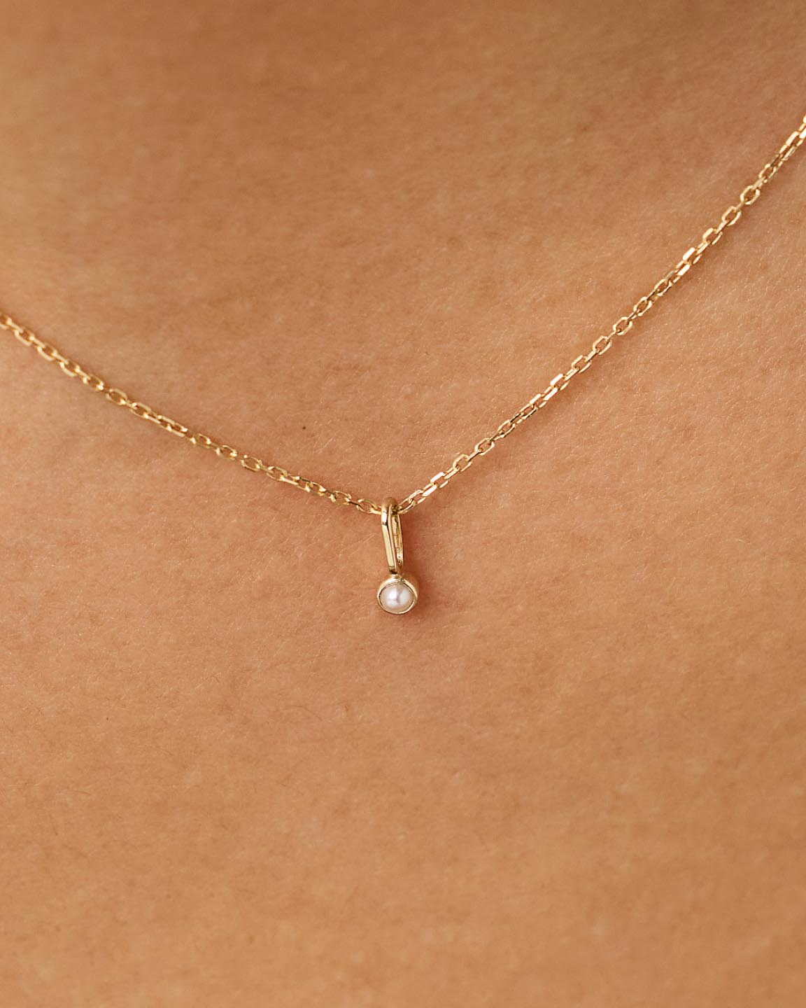 Solid Yellow Gold - Pearl Mini Birthstone Charm
