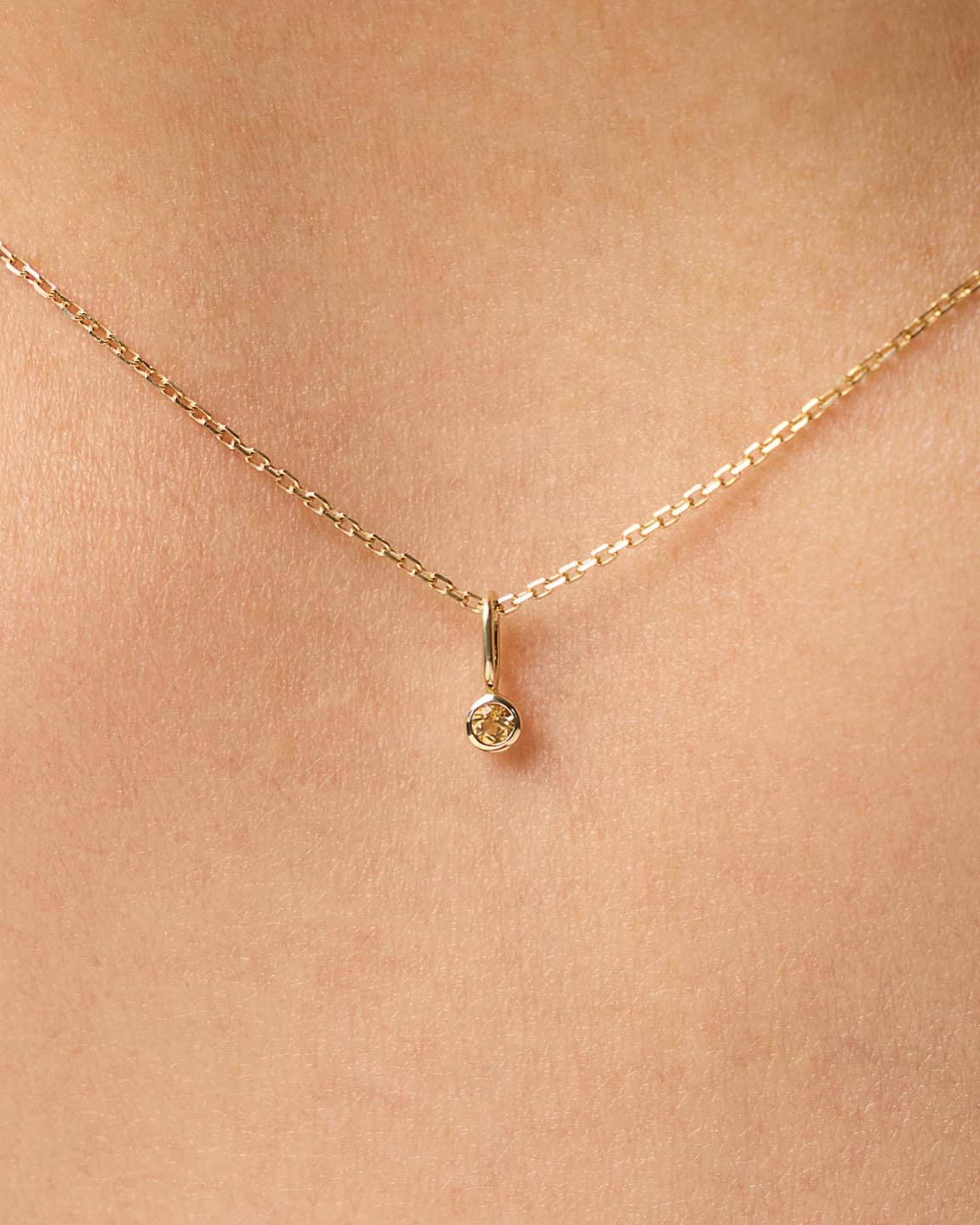Solid Yellow Gold - Citrine Mini Birthstone Charm
