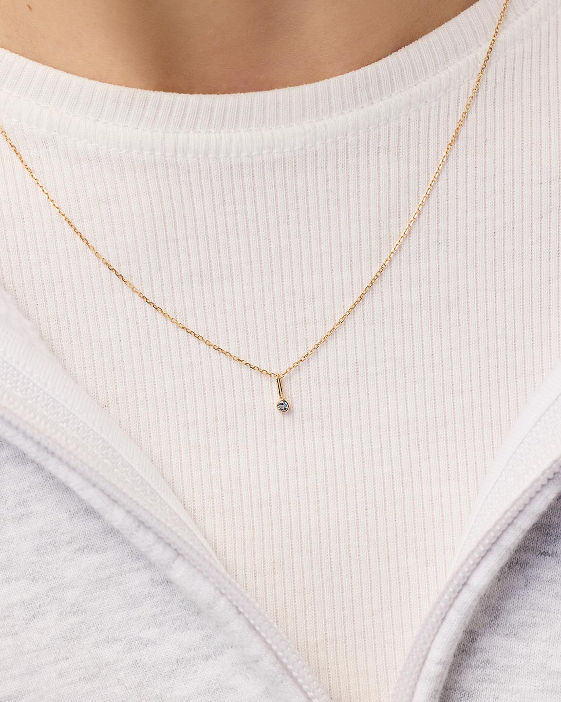 Solid Yellow Gold - Aquamarine Mini Birthstone Charm
