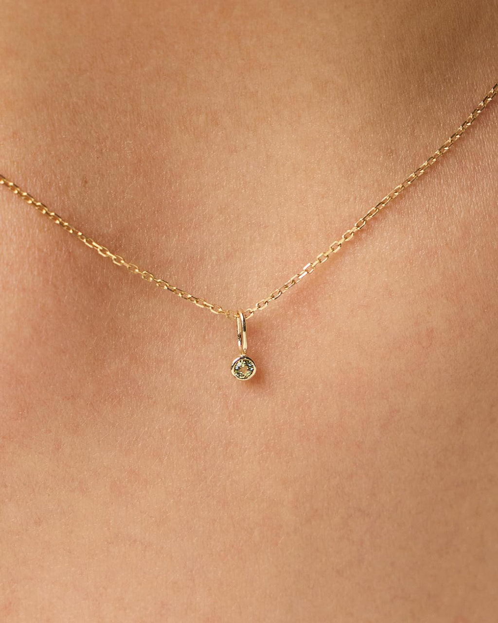 Solid Yellow Gold - Peridot Mini Birthstone Charm