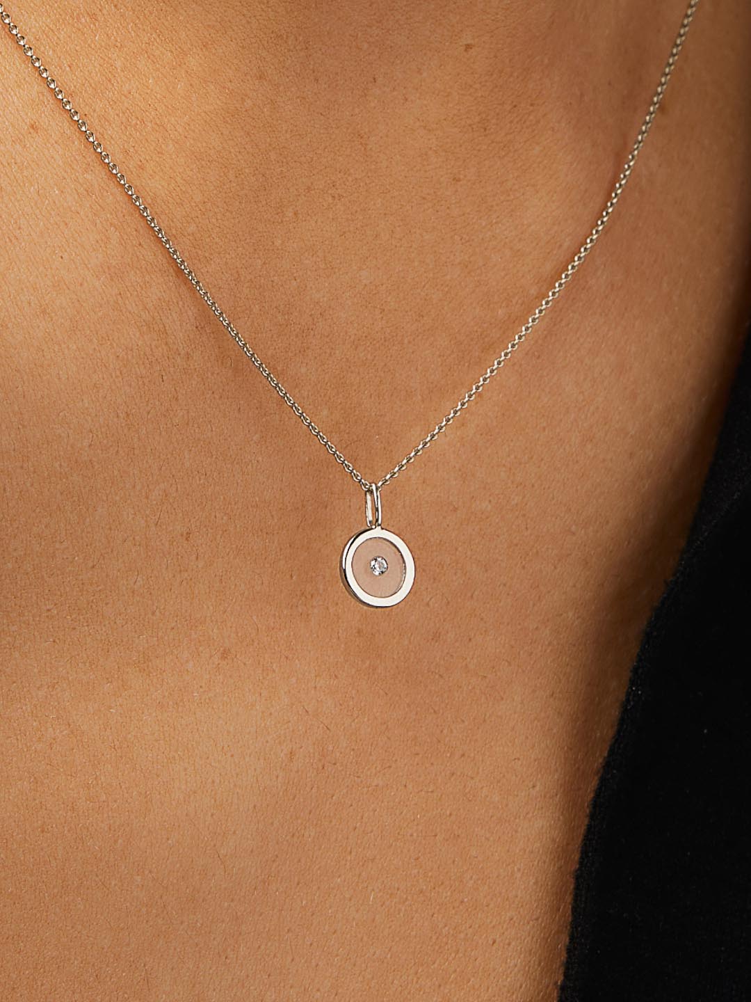 White Gold Necklace - White Gold Floating Diamond Necklace