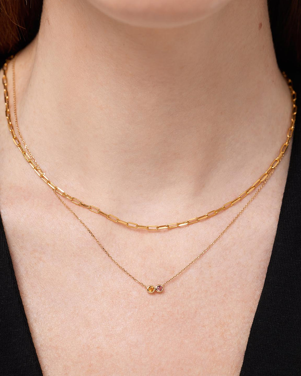 Birthstone Necklace - 2 Stone Birthstone Necklace