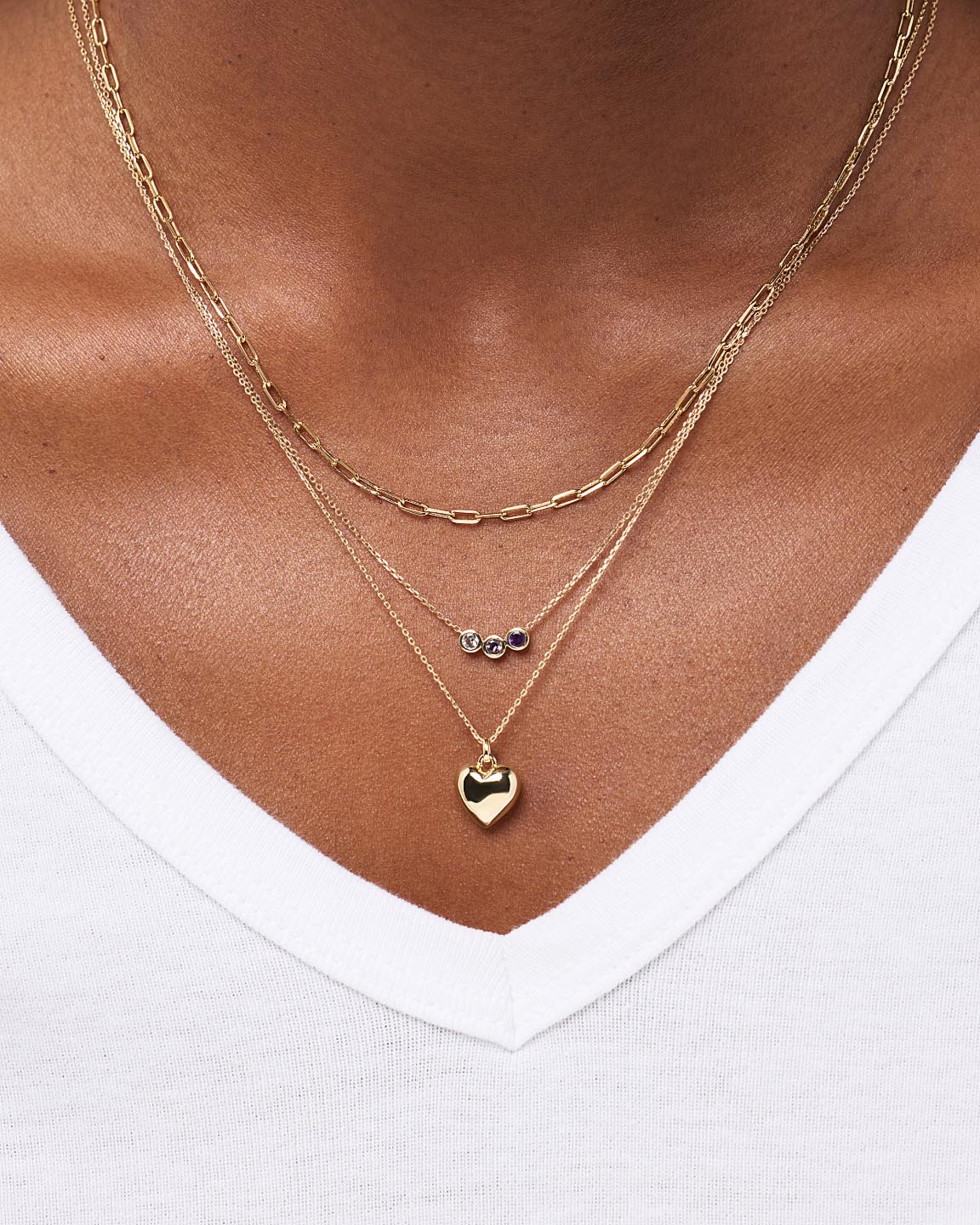 Birthstone Necklace - 3 Stone Birthstone Necklace