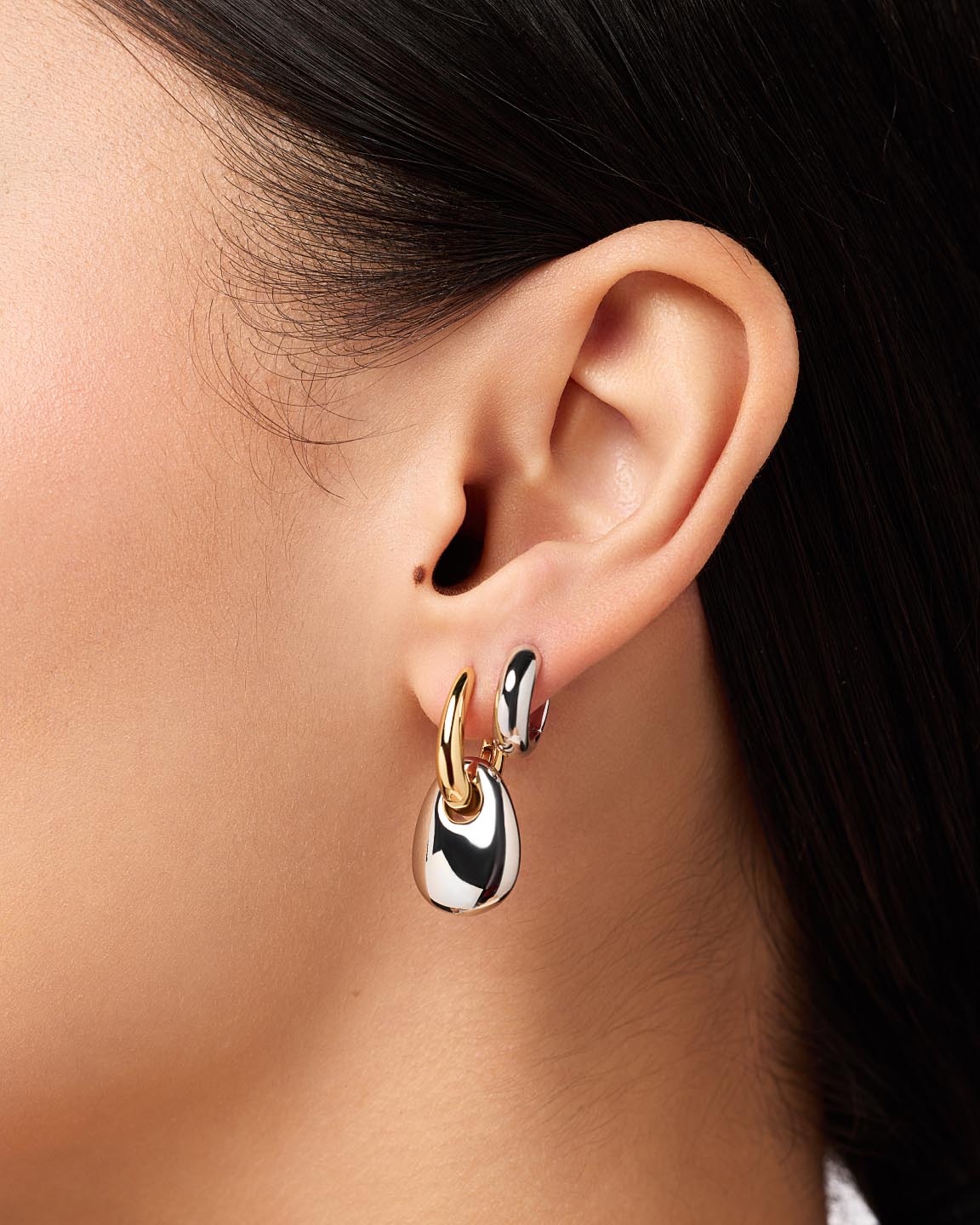 Gold Drop Earrings - Kayla Two Tone