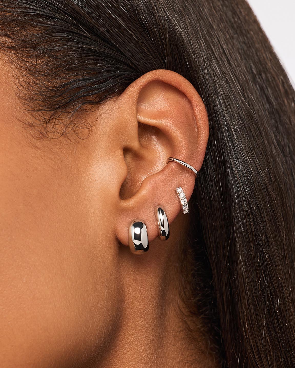 Silver Hoop Earrings - Giulia Bold Silver