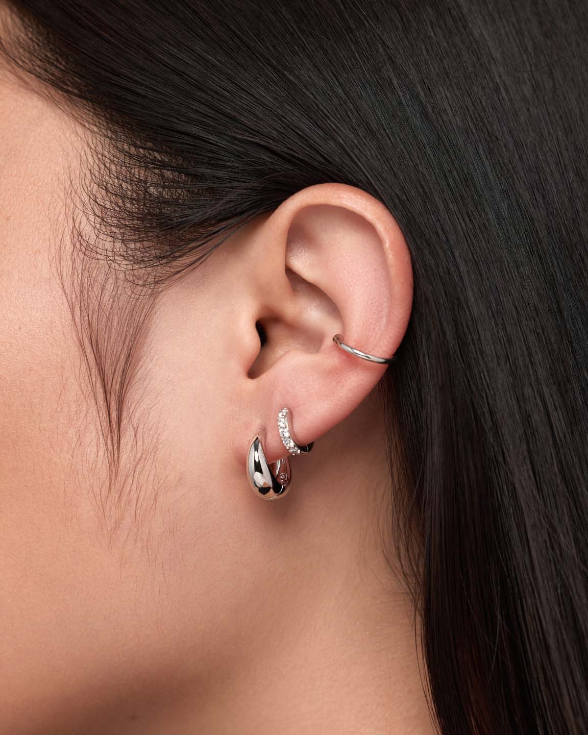 Silver Earrings - Nate Medium Silver