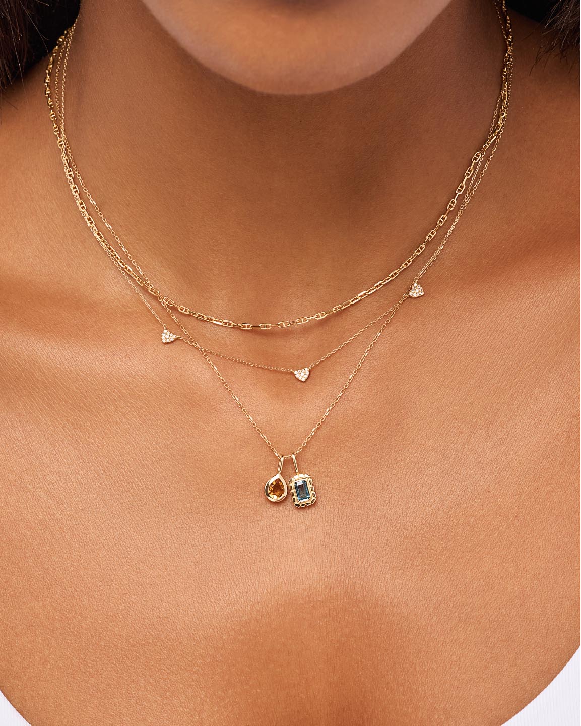 Solid Yellow Gold - Citrine Teardrop Necklace