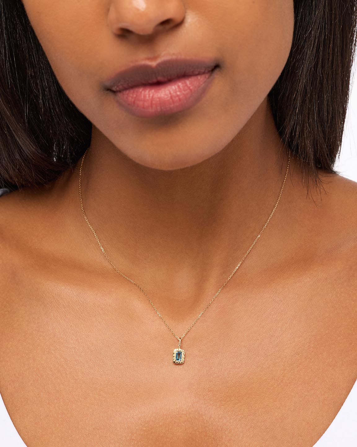 Solid Yellow Gold - Blue Topaz Heirloom Charm