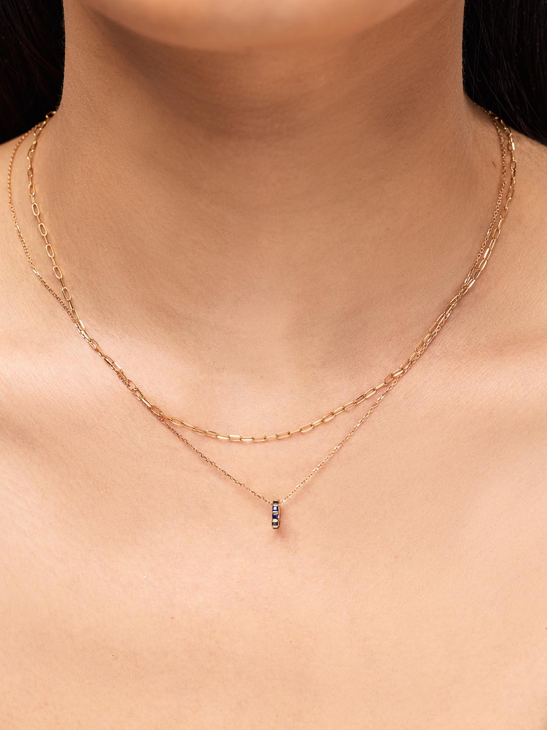 Solid Yellow Gold - Blue Sapphire Zeno Charm