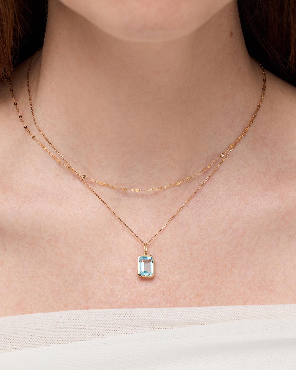 Solid Yellow Gold - Blue Topaz Spritz Charm