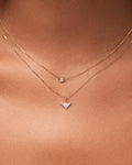 Solid Yellow Gold - Trillion Diamond Charm Necklace