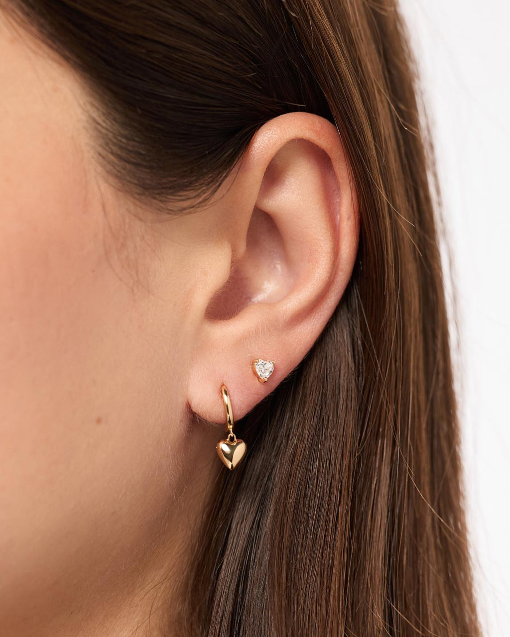 Solid Yellow Gold - Diamond Heart Studs