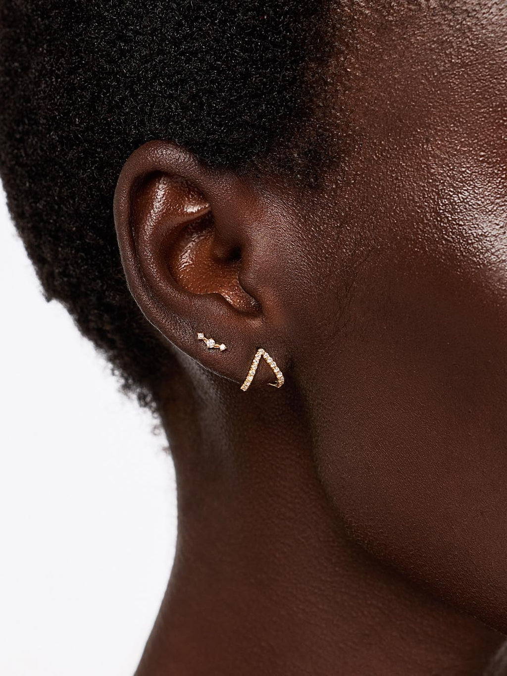 Solid Yellow Gold - Diamond Velora Huggie Studs