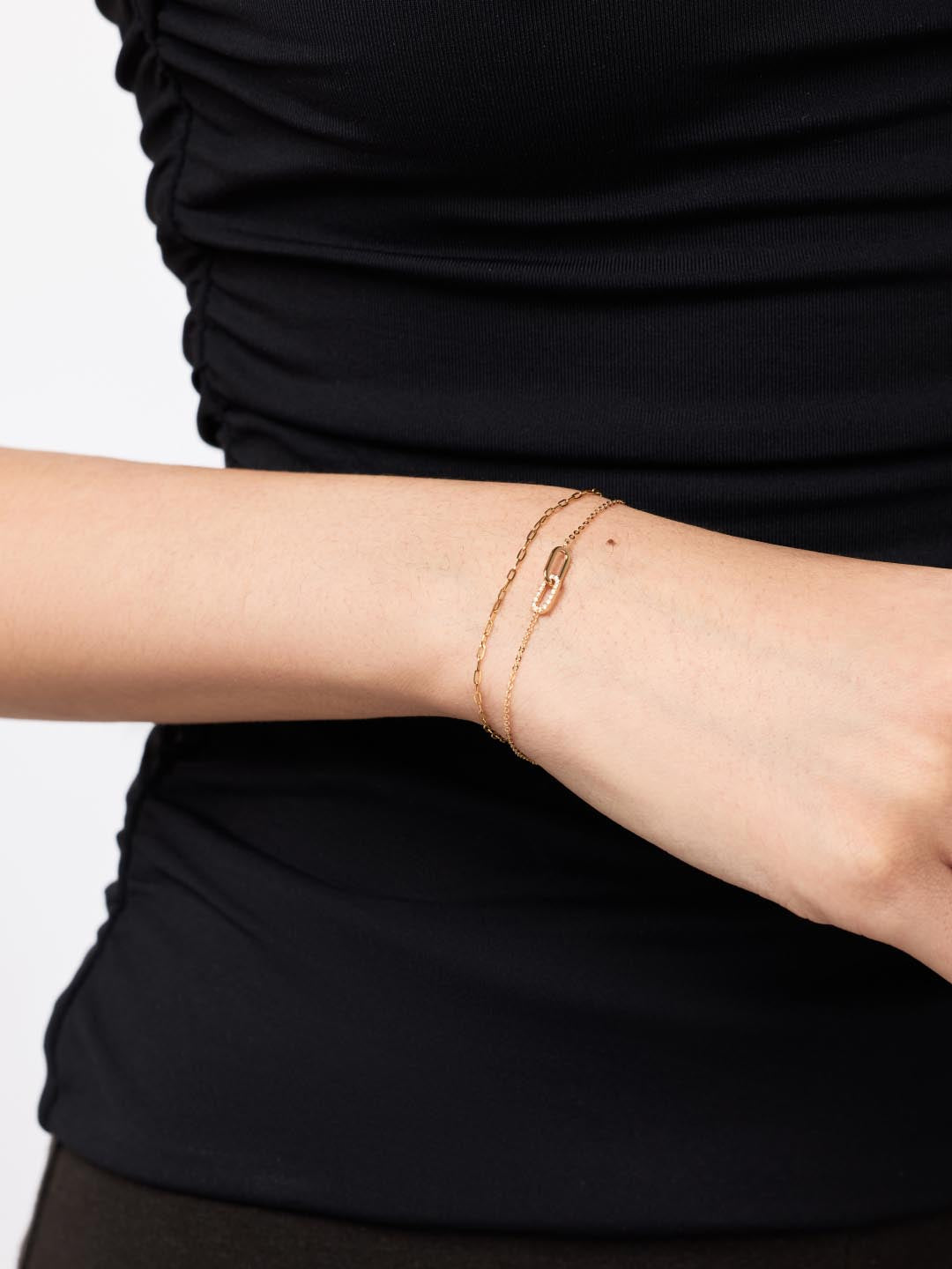 Solid Yellow Gold - Diamond Link Bracelet