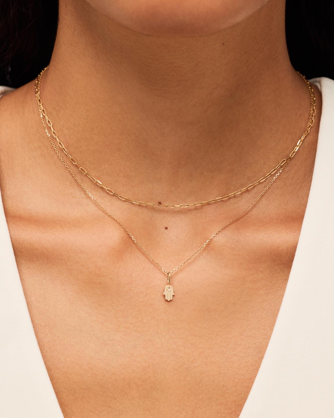 Solid Yellow Gold - Diamond Hamsa Charm