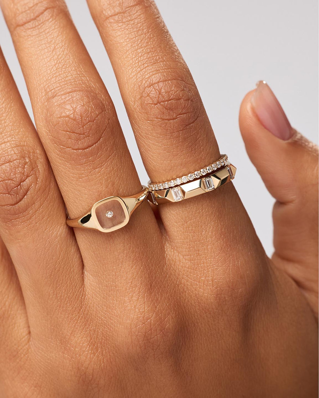 Solid Yellow Gold - Astrid Diamond Station Ring