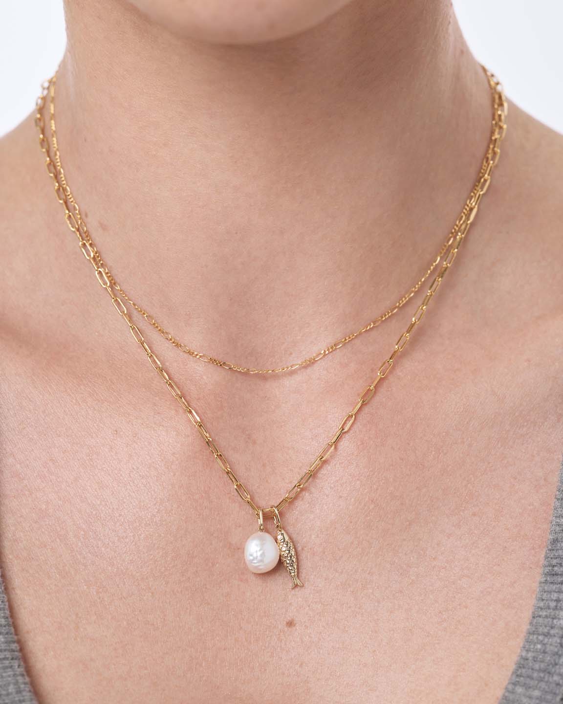 Solid Yellow Gold - Gold Fish Necklace
