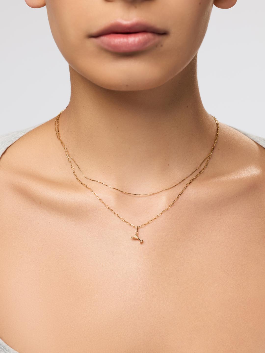 Solid Yellow Gold - Emerald Martini Charm