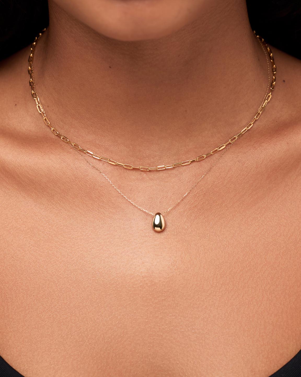 Solid Yellow Gold - Medium Paperclip Necklace