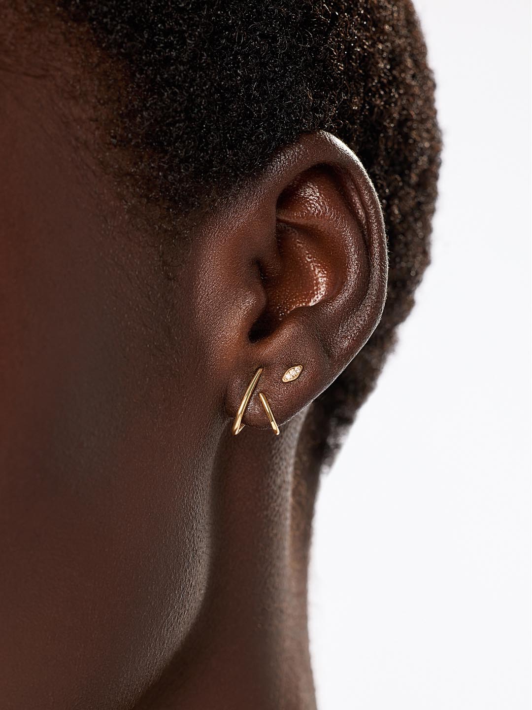 Solid Yellow Gold - Aurora Huggie Studs