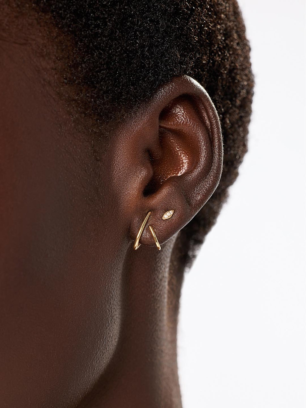 Solid Yellow Gold - Aurora Huggie Studs