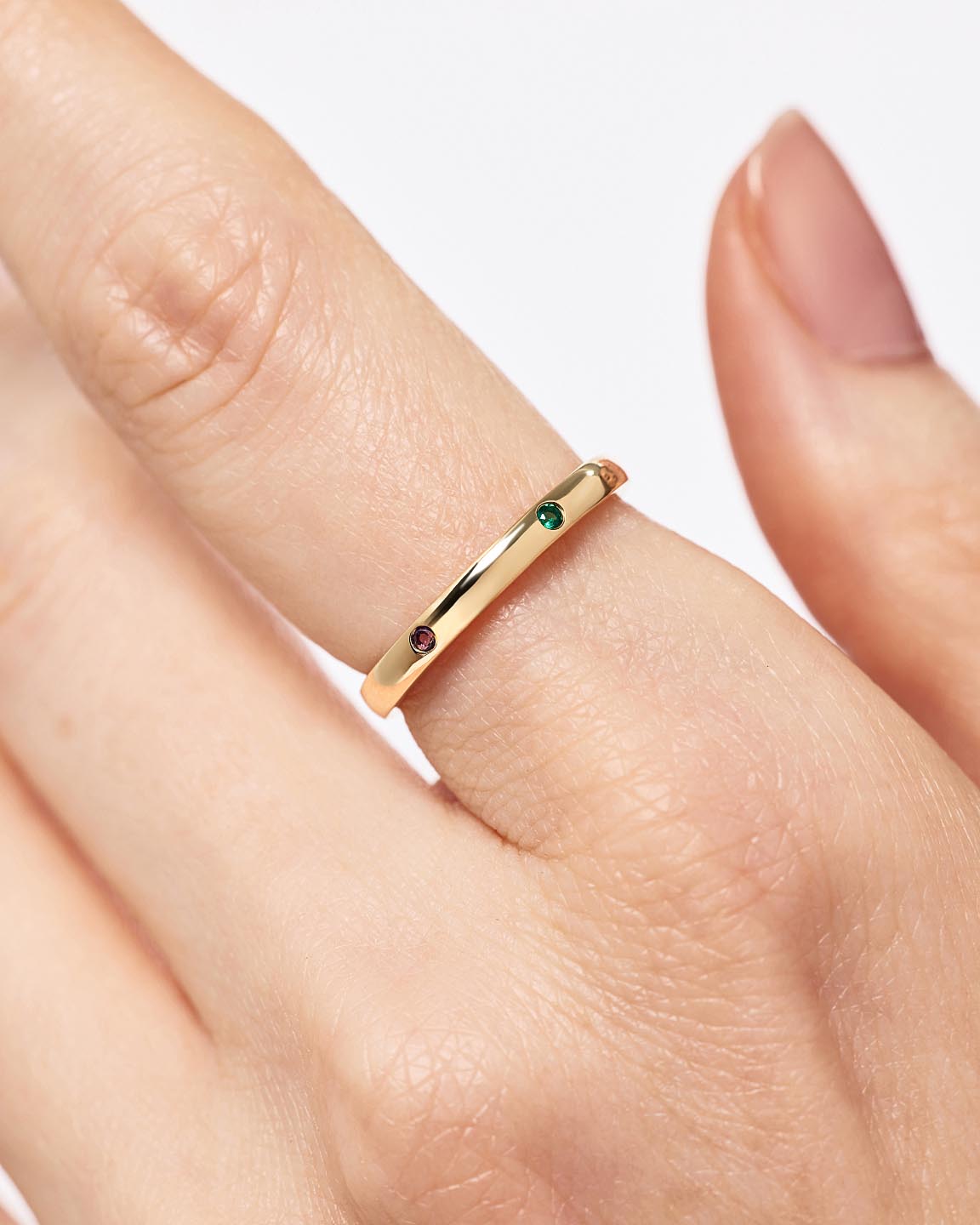Solid Yellow Gold - 6 Stone Station Birthstone Ring