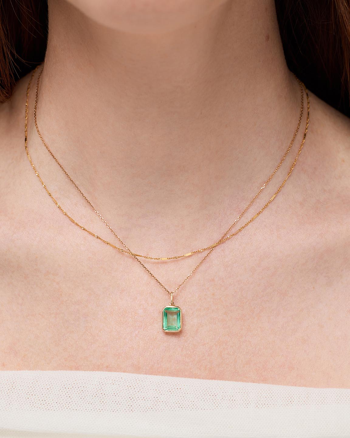 Solid Yellow Gold - Green Sapphire Spritz Necklace