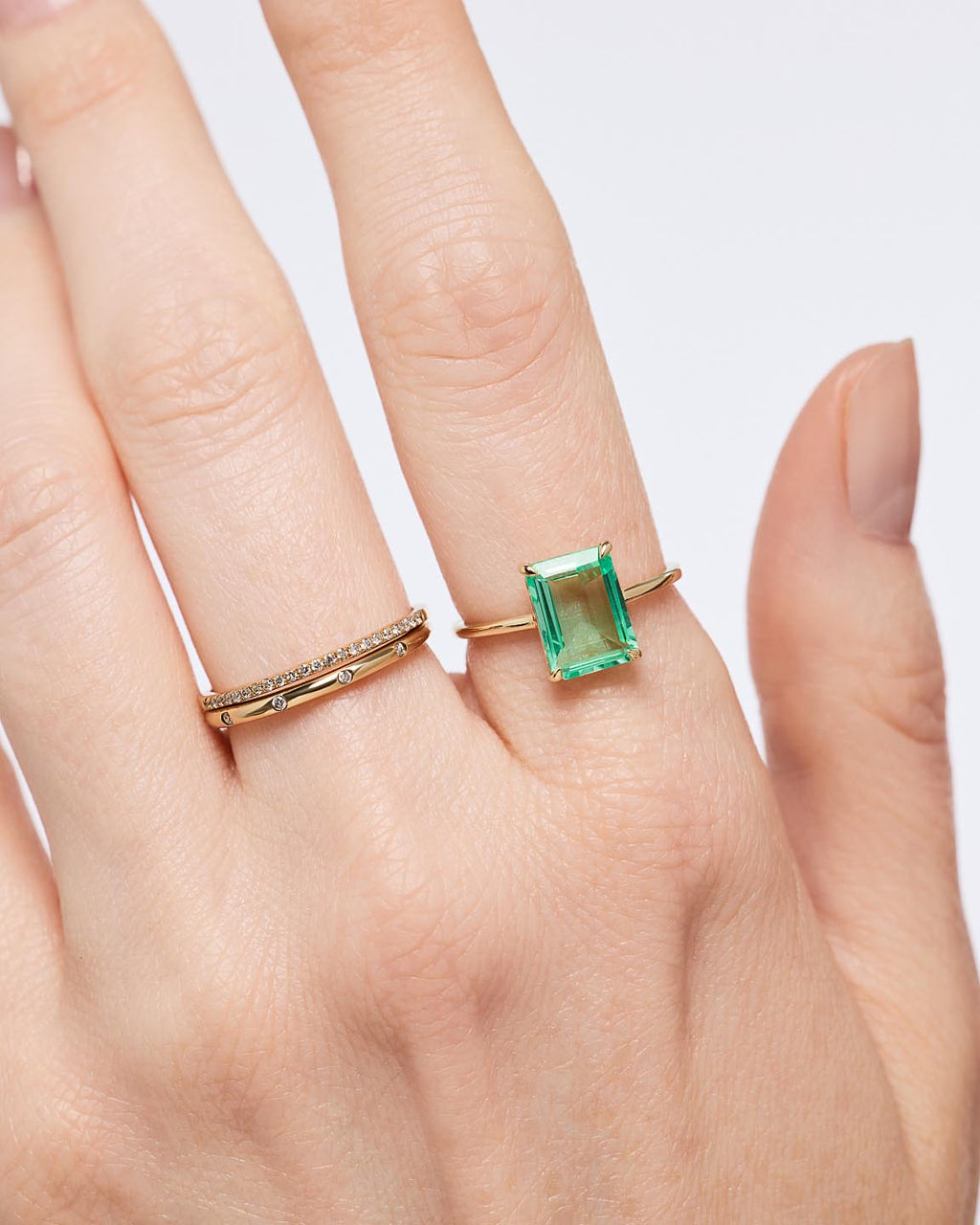 Solid Yellow Gold - Green Sapphire Spritz Ring