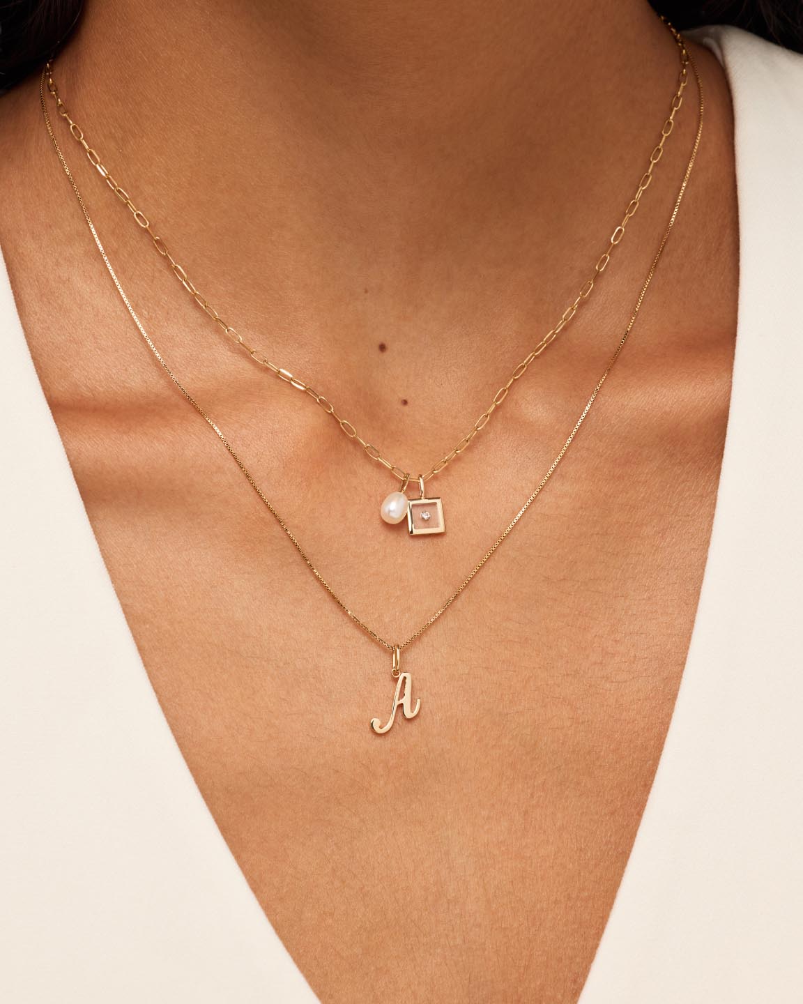 Solid Yellow Gold - Script Letter Necklace