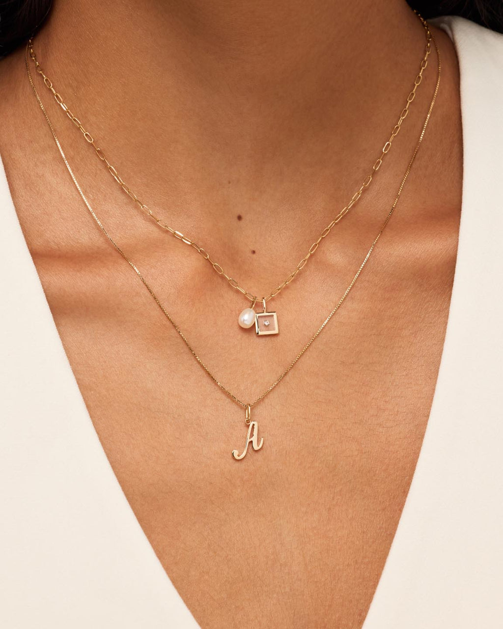 Solid Yellow Gold - Script Letter Necklace