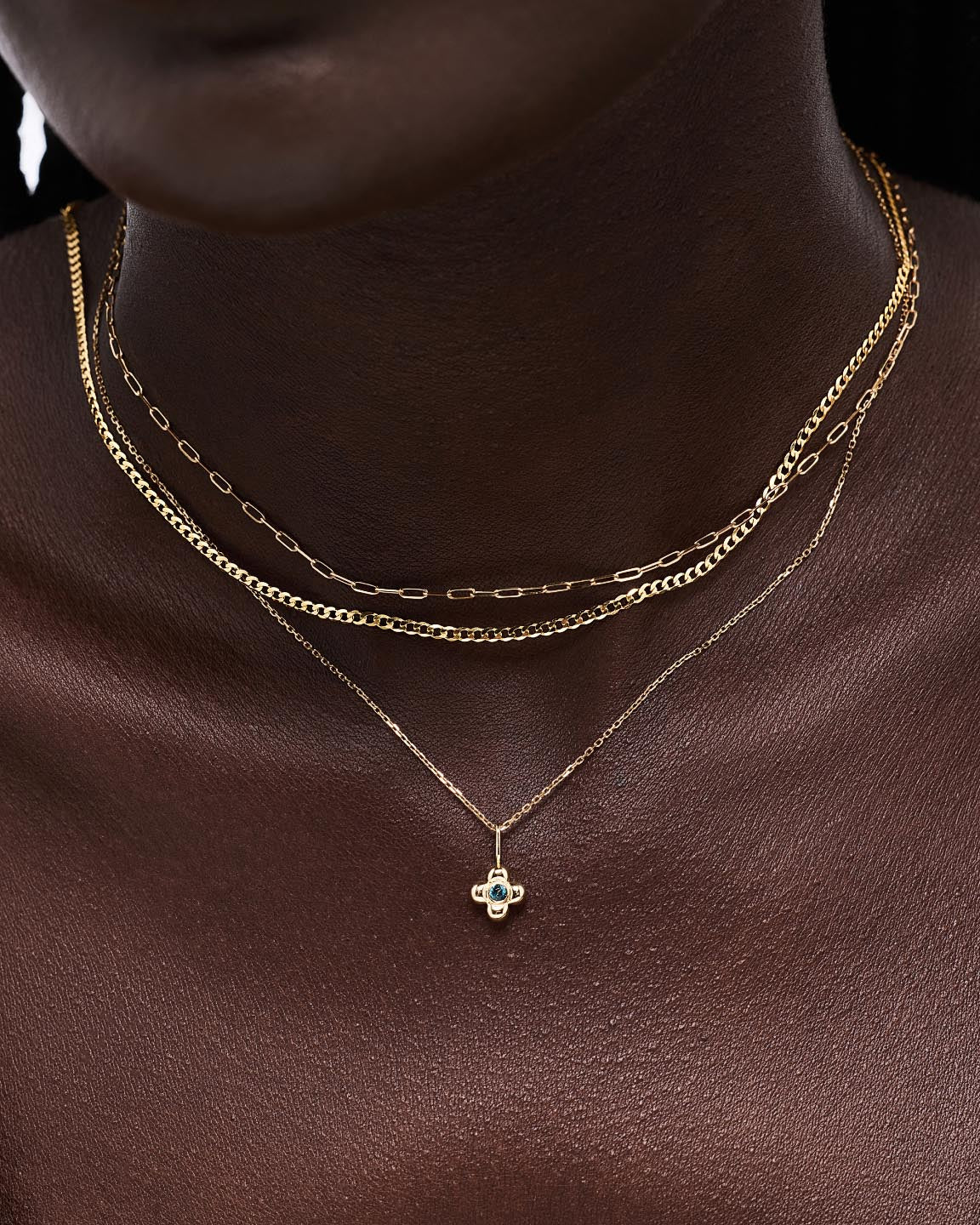 Solid Yellow Gold - London Blue Topaz Mini Liora Necklace