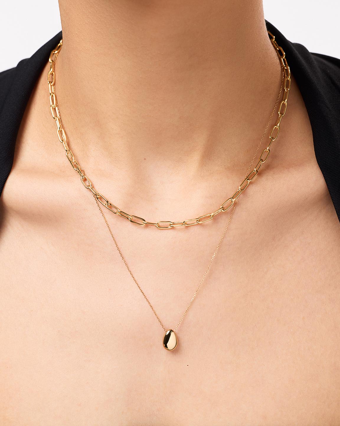 Solid Yellow Gold - Large Paperclip Necklace