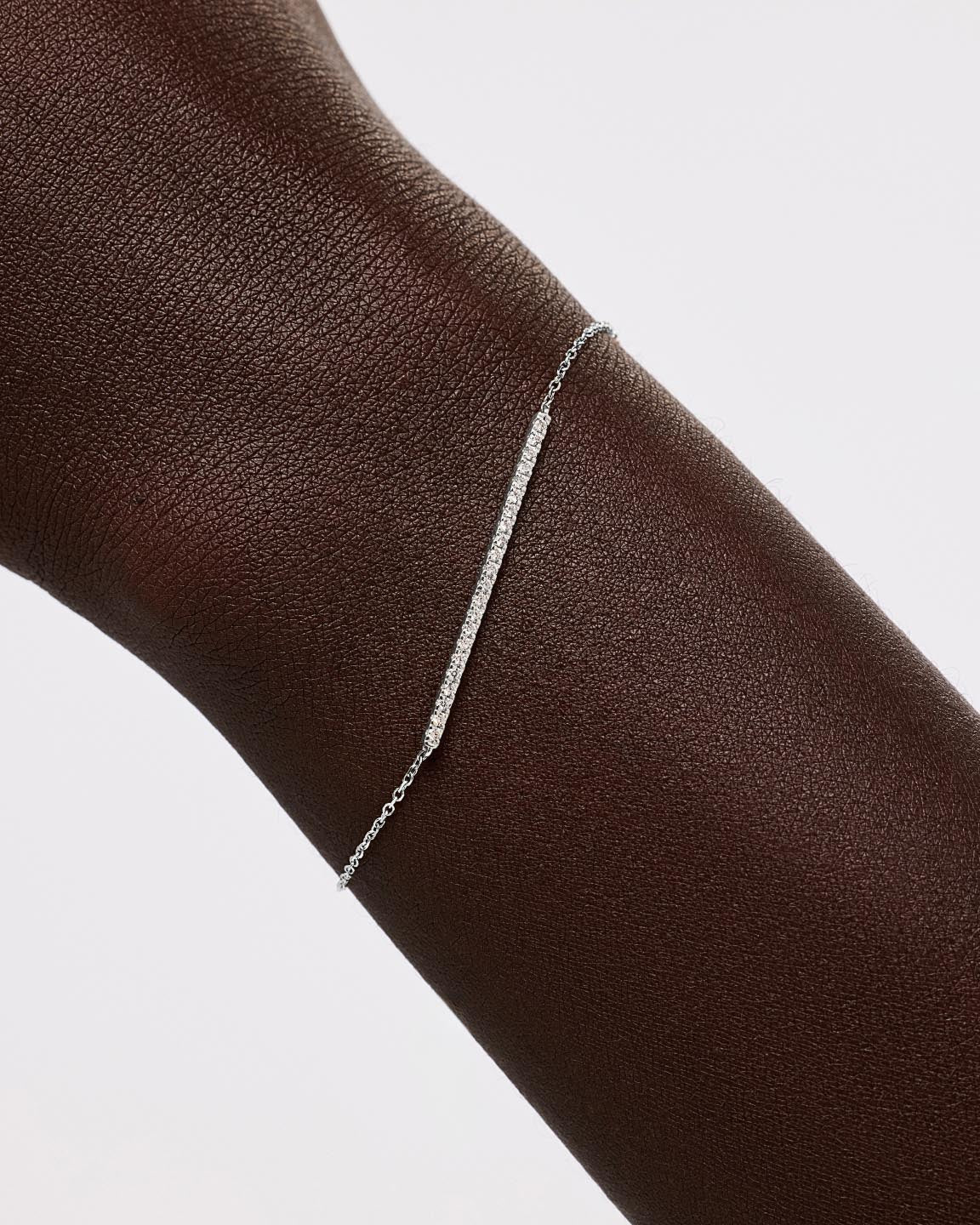 Solid White Gold - Pave Diamond Bar Bracelet