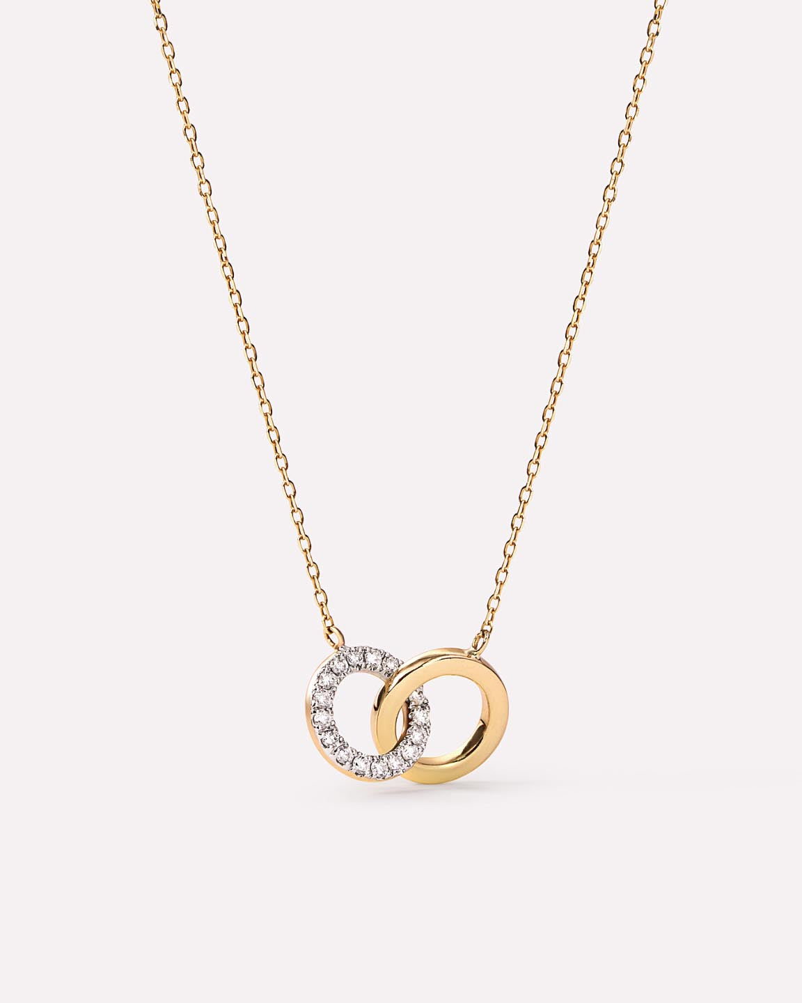 Solid Yellow Gold - Duo Links Diamond Necklace