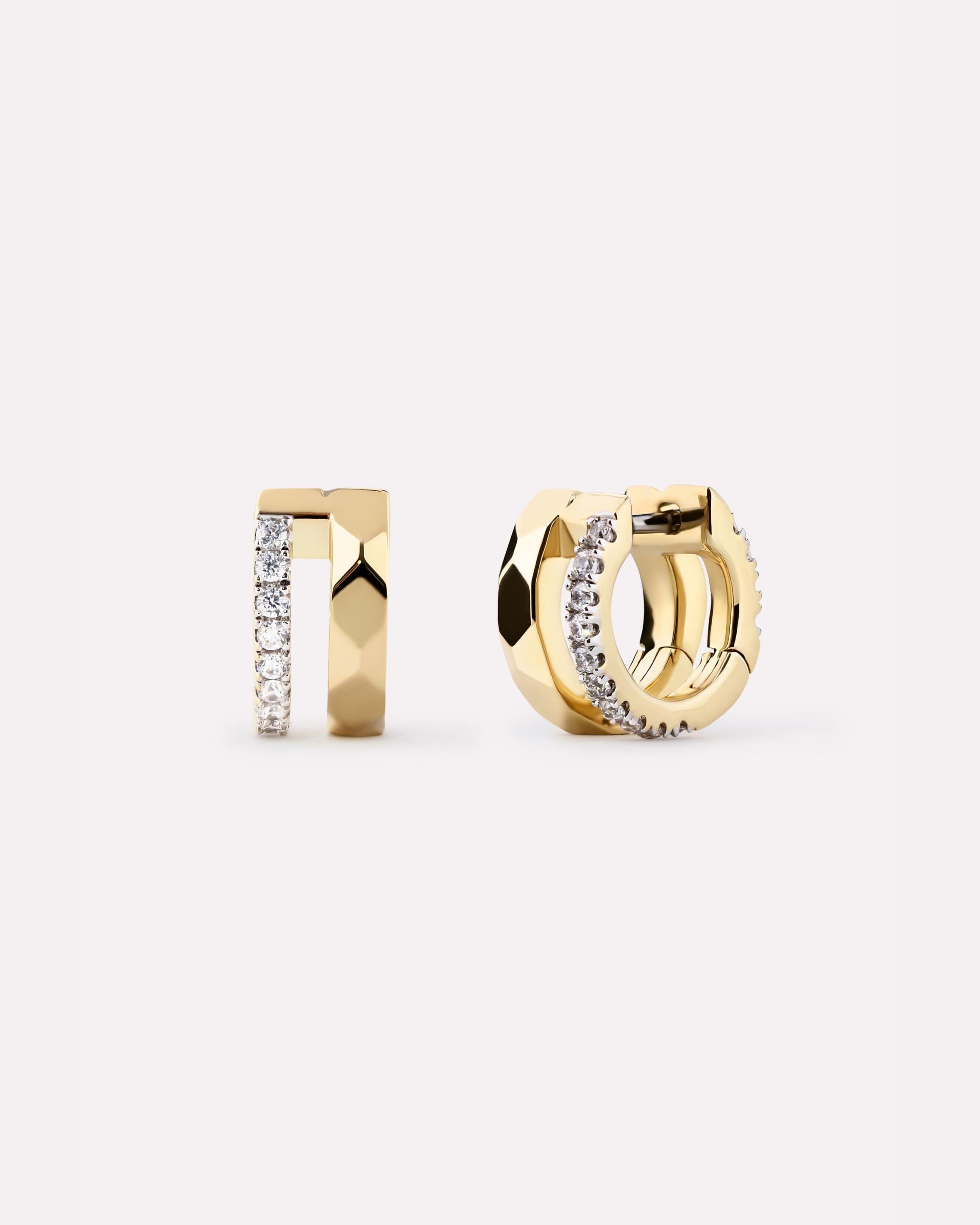 Gold Hoops Earrings - Esme Double